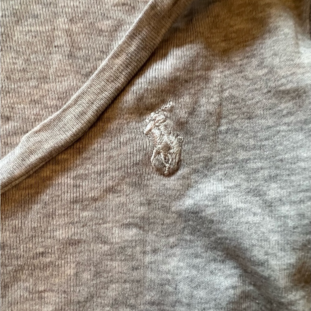 Ralph Lauren V-Neck Gray Cotton Long Sleeve Tee - Picture 3 of 4